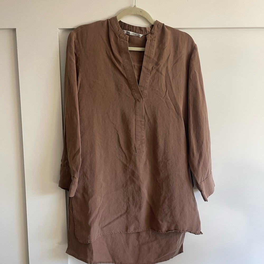Zara Taupe Long Sleeve Shirt
